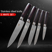 XYj 5pcs Kitchen Knives Set High Carbon 7Cr17Mov Stainless Steel Knives Fruit Utility Santoku Slicing Chef Knife Cooking Tools 2022 - buy cheap