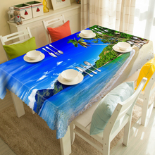 Home Textile Restaurant 3d Tablecloth Beach Coconut Tree Scenery Pattern Polyester cloth Dustproof Rectangular&Round Table cloth 2024 - buy cheap