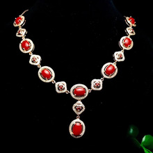 Natural red coral gem Pendant necklace S925 silver Natural gemstone necklace Luxury Flower clouds women wedding party  jewelery 2024 - buy cheap