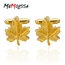 Memolissa-gemelos dorados de hoja de arce, de alta calidad, botón de marca, boda, joyas de moda 2024 - compra barato