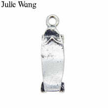 Julie Wang 15PCS  Alloy Small Skateboard Sports Charms Antique Silver Color Necklace Pendant Bracelet Jewelry Making Accessory 2024 - buy cheap