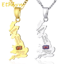 Ethlyn-Colgante con forma de mapa de gran tamaño, collar de 45cm/60cm, Color dorado, mapa de país Inglaterra, joyería P23 2024 - compra barato