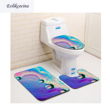 Frete grátis 3 peças almofada paspas azul banyo banheiro tapete banheiro banheiro antiderrapante banyo banheiro 2024 - compre barato