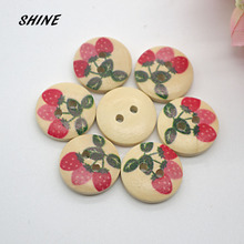 SHINE 50PCs Wood Sewing Buttons Scrapbooking Round 2 Holes Strawberry Painting 15mm Costura Botones bottoni botoes D133BC6 2024 - buy cheap