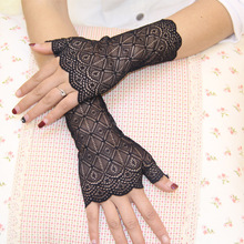 Black white short lady girl Sexy Disco dance costume party lace fingerless short gloves free shipping wholesale 2024 - buy cheap