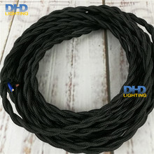 12 метров 2 провода винтажный черный цвет 0,75 мм2 плетеный провод витой кабель текстильный кабель винтажный осветительный кабель Бесплатная доставка 2024 - купить недорого