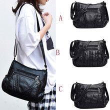 Сумки из искусственной кожи, женская модная сумка-мессенджер, черная сумка-мессенджер, сумка на плечо, повседневная, дикая сумка на плечо #517 2024 - купить недорого
