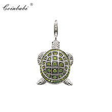 Charm Pendant Green Turtle,2018 Fashion Jewelry Trendy Real Authentic 925 Sterling Silver Gift For Women Men Fit Bracelet 2024 - buy cheap