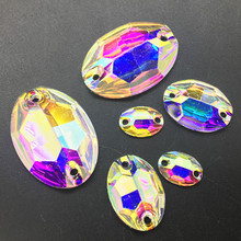 TopStone-diamantes de imitación de resina ovalados, Tamaño 7x10 11x16mm, para coser ropa 2024 - compra barato