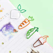 4 pçs kawaii dos desenhos animados cenoura vegetal sorvete clipe de papel criativo marcador de metal diy estudante papelaria escola material de escritório 2024 - compre barato