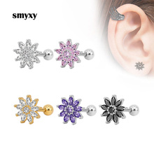 Women Simple Flower snowflake Earrings Titanium/Stainless Steel Zircon Ear Studs Piercing Jewelry Cartilage Helix Ear Bone Nail 2024 - buy cheap