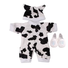 Ropa de muñeca para niñas de 18 pulgadas, mono de vaca, pijama + sombrero con zapatos, vestido americano para recién nacidos, juguetes para bebés de 43 cm, c585 2024 - compra barato