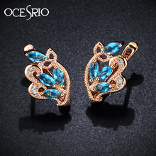 OCSERIO Fashion  Gold 585 Blue Zircon Stud Earrings Women Leaf Rose 585 Gold Earrings with Stones Gold Jewelry ers-j51 2024 - buy cheap