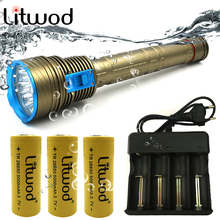 Professional Ultra Powerful XM-L 9*T6 LED Diving Flashlight Torch 8000 Lumens Underwater 200 Meter Light Lamp By 3x26650 Battery 2024 - buy cheap
