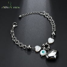 Nextvance Stainless Steel Big Heart Pendant Bracelet Double Layer Imitation Pearl Evil Eye Chain Bracelets For Women Girl Gift 2024 - buy cheap