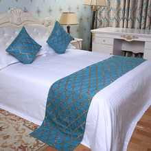 Veemi Chenille Blue Lattice Bedding Bed Flag European Mediterranean Style Bed Table Runner Towel Home Hotel Wedding Decorations 2024 - buy cheap