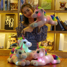 45cm Cute LED Light Unicorn Plush Toy Soft Cartoon Animal Lighted Horse Stuffed Doll Boys Propose Marriage Gifts Home Decoration 2024 - buy cheap