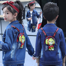 2019 nuevo conjunto de ropa de moda para niños y niñas pantalones vaqueros abrigo traje de dos piezas de dibujos animados perro niño denim abrigo niños niña conjuntos de Vaqueros 2024 - compra barato