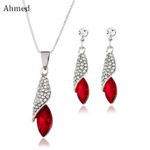 Ahmed Fashion Water Drop Crystal Jewelry Sets for Women Wedding Charm & Luxury Pendant Necklace Earrings Jewelry Gifts 2024 - buy cheap