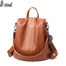 Female Backpack Casual Style PU Leather Women Backpack High Qulaity Shoulder Bags Student Bag Black Backpack A10283 2024 - buy cheap