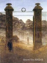 El pintura estilo Caspar David Friedrich de entrada del cementerio para la decoración de la sala de estar de alta calidad 2024 - compra barato