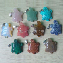 2018  fashion natural stone pendulums turtle pendant charms for DIY necklace jewelry making wholesale 10pcs/lot  free shipping 2024 - buy cheap