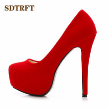 SDTRFT zapatos mujer Spring/Autumn 2018 Fashion Stilettos 11/14cm Thin High-Heeled party Flock shoes woman crossdresser pumps 2024 - buy cheap