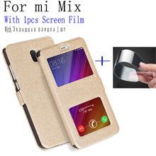 Luxury Phone Case For xiaomi mi Mix case shell cover open window PU leather case For xiao mi mi Mix flip case back cover shell 2024 - buy cheap