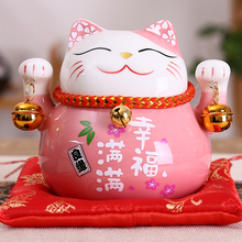 Estatua de cerámica de Maneki Neko de 4,5 pulgadas, caja de dinero, candelabro de fortuna de colores, hucha, decoración del hogar, regalo Feng Shui 2024 - compra barato