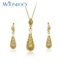Комплект ювелирных изделий MOONROCY женский, модное ожерелье и серьги цвета розового золота, винтажная бижутерия, хороший подарок 2024 - купить недорого