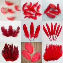 20 Pcs 16 kinds Red  Pheasant Tail Chicken Feathers Goose Rooster Plume Party Accessories DIY Crafts Decoration Ostrich Feather 2024 - buy cheap