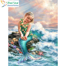 Zhuistar 5D DIY full square Diamond Painting Cross Stitch Mermaid Princess 3D embroidery Diamond Mosaic Rhinestones decoration 2024 - buy cheap