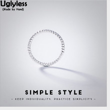 Uglyless 100% Real Solid 925 Sterling Silver Women Fine Jewelry Simple Novel Uneven Surface Tail Ring Female Handmade Thin Rings 2024 - buy cheap