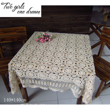 Handmade Crochet Square Tablecloth Sofa Towel Cotton Woven Hollow Retro Universal Cover Towels DIY Table Mats 50-140cm 2024 - buy cheap