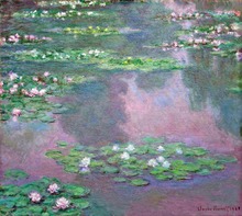 100% handmade landscape oil painting reproduction on linen canvas,water-lilies-9 by claude monet 2024 - buy cheap
