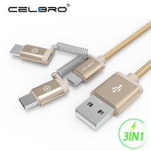 3 в 1 usb type C кабель для зарядки для Oppo Meizu LG Android кабели для мобильных телефонов USBC MicroUSB кабель для передачи данных 2.4A 1 м 2024 - купить недорого