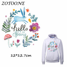 ZOTOONE-Parches para planchar en transferencia, accesorio artesanal, bonito parche para ropa con flores de conejo, estampado en camiseta, apliques Vaqueros, ropa C 2024 - compra barato