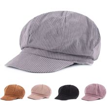 XIANJIE003 moda Otoño rayas de pana Newboys sombreros boinas mujeres boinas de algodón Casual 2024 - compra barato