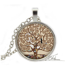 17 Style Tree of Life Necklace Pendant Gustav Klimt Jewelry Vintage Bronze Painting Gift Woman Glass Cabochon Women Necklaces 2024 - buy cheap
