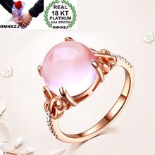 OMHXZJ Wholesale European Fashion Woman Man Party Wedding Gift Oval Pink Opal AAA Zircon 18KT White Gold Rose Gold Ring RR499 2024 - buy cheap