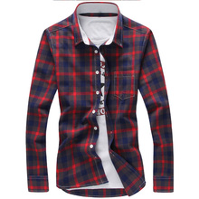 5XL Plaid Shirts Men Checkered Shirt Brand 2021 New Fashion Button Down Long Sleeve Casual Shirts Plus Size 2024 - buy cheap