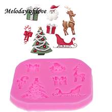 Árvore de natal veados papai noel fondant bolo ferramentas decoração molde silicone açúcar artesanato moldes diy bolo por atacado t0017 2024 - compre barato