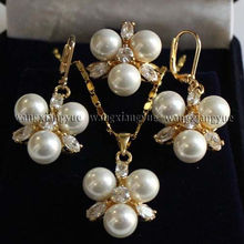 8MM White South sea Shell Pearl Earrings /Ring / Necklace Pendant Set 2024 - buy cheap