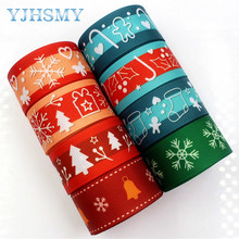YJHSMY D-17817-734,10 yards, 25 mm snowflake Printed grosgrain ribbons,DIY handmade Hair accessories Material wedding gift wrap 2024 - buy cheap
