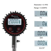 Display lcd digital medidor de pressão ar do pneu 200 psi alta precisão barômetros ferramentas monitoramento testador para carro motocicleta bicycl 2024 - compre barato