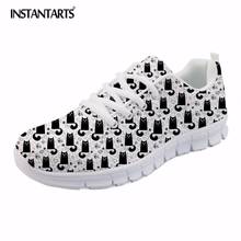 INSTANTARTS Spring Summer Women Casual Flats Fashion Mesh Sneakers Breathable Cute Animal Cat Prints Female Lace Up Flat Shoes 2024 - buy cheap