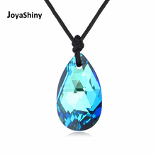 2018 Genuine Made With Swarovski Elements Crystal Water Drop Pendant Necklace With Rope Chain No Clasp For Women Vintage Jewelry 2024 - buy cheap
