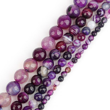 Natural Stone Beads 4/6/8/10mm Faceted Stripe Purple Agates Onxy Loose Beads For Jewelry Making DIY Bracelet Necklace 2024 - buy cheap