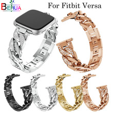 Watchband for Fitbit Versa Stainless Chains crystal Style Bracelet Band Metal Watch Bands Accessory for Fitbit Versa smart strap 2024 - buy cheap