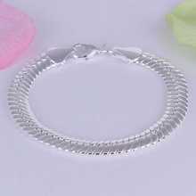 New silver plated Jewelry Silver plated Cuff Chain Charm 10M flat snake chain Bracelet Jewelry Bracelet H231 2024 - buy cheap